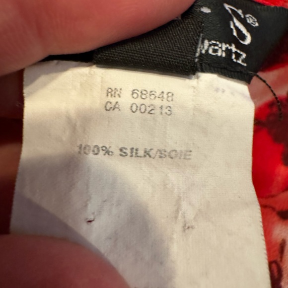 A.B.S. Red Silk Floral Blouse - size Petite - Picture 8 of 11